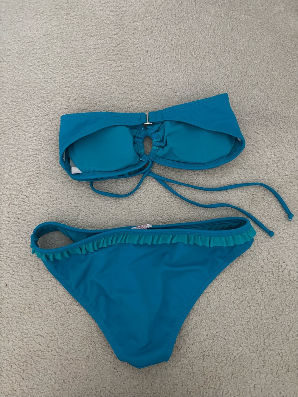 Teal Ruffled Bandeau Bikini Set - Picture 2 of 2